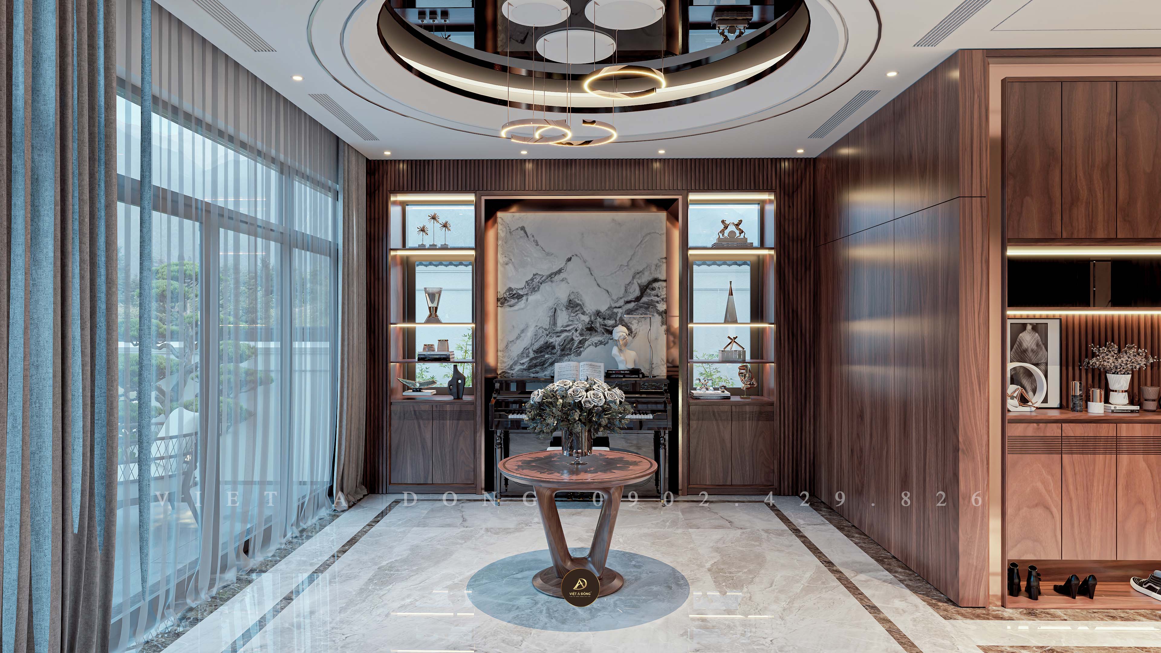 Thiết kế nội thất phòng khách biệt thự Quy Nhơn